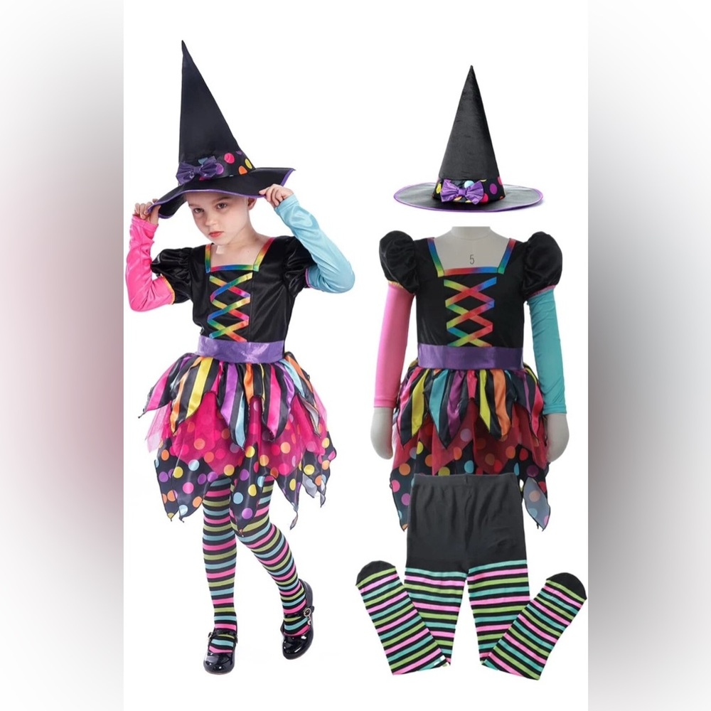 Girls‎ RAINBOW WITCH Halloween Costume Size 9/10 BRAND NEW GoodMark